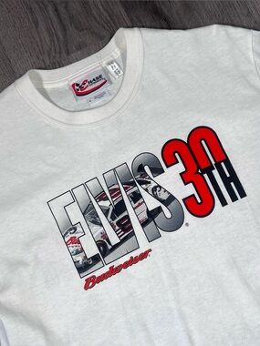 Elvis Presley Dale Earnhardt Jr Chase Authentics Nascar Budweiser Shirt M White